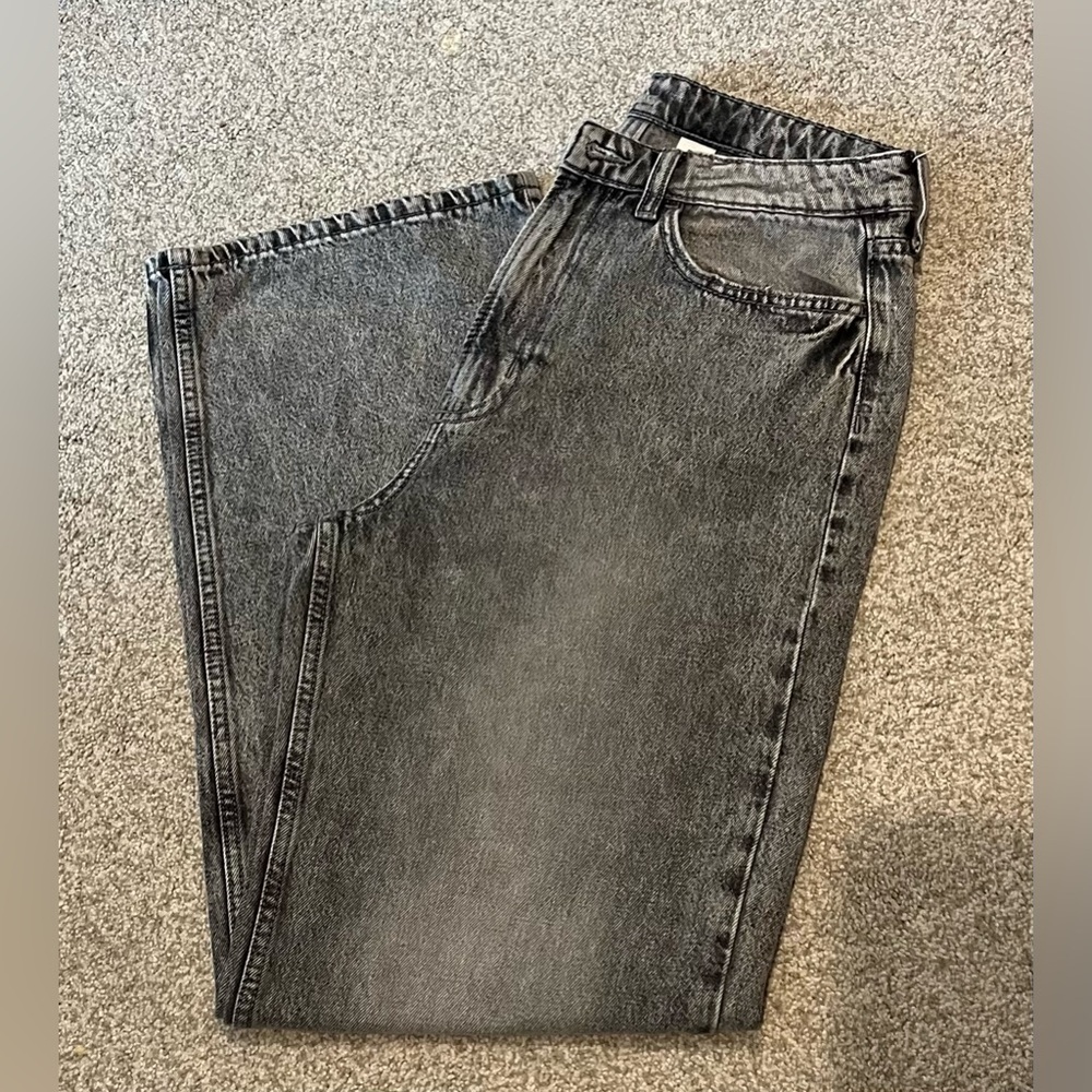 H&M gray wide ultra high waist denim size 10